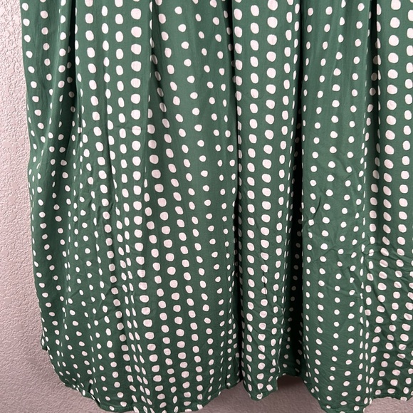 Anthropologie 11.1.Tylho Green & White Sleeveless Pleated Summer Dress Size L - Picture 3 of 7